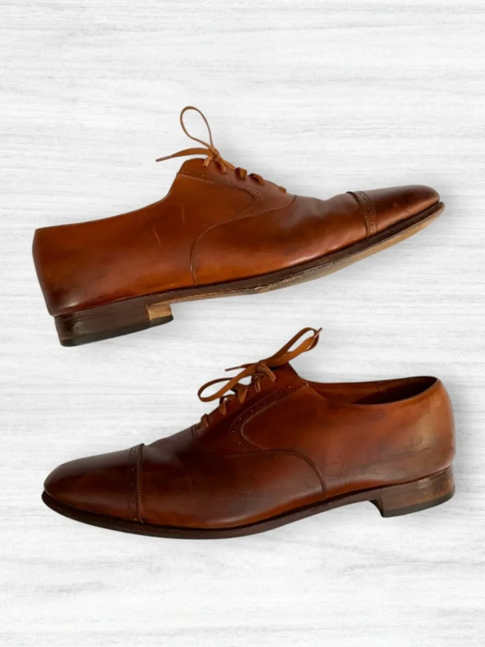 Polo Ralph Lauren Made in England Brown Leather Cap Toe Oxford Shoes 12